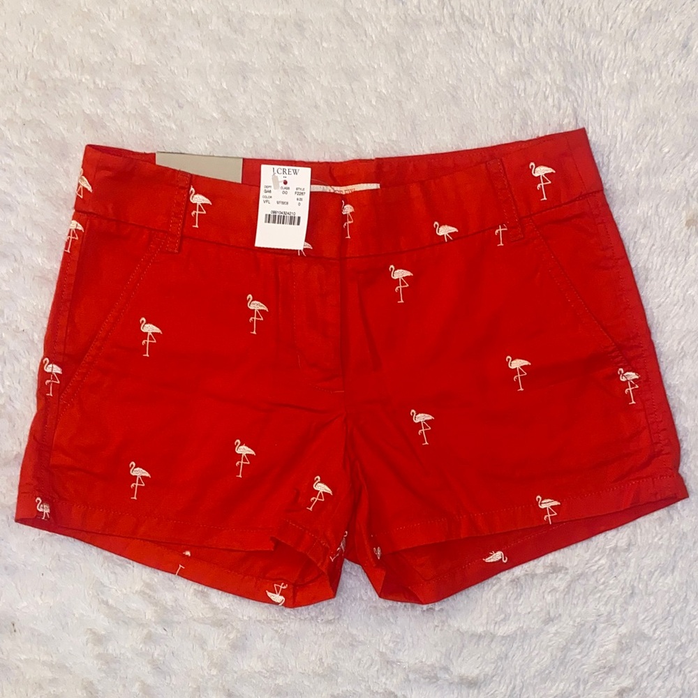J. Crew Red Flamingo Patterned Women's Shorts- New with Tags!